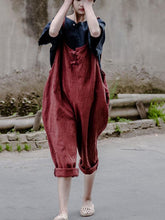 Loose Vintage Solid Color Sleeveless Jumpsuit